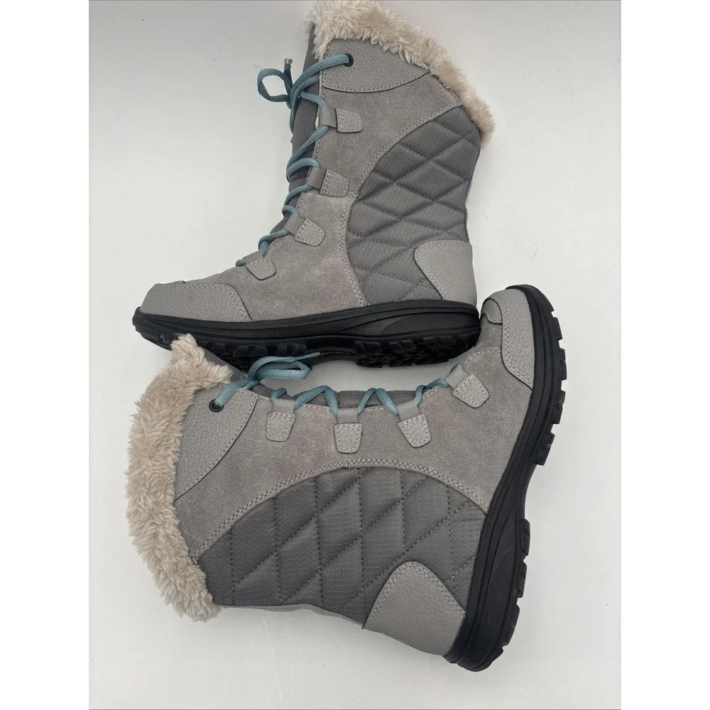 Columbia Women's Ice Maiden II Warm Snow Boots Insulated Gray Shale Size 6.5WIDE